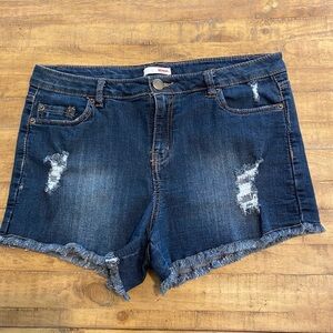 Bongo jean shorts, size 9, distressed, stretchy denim shorts